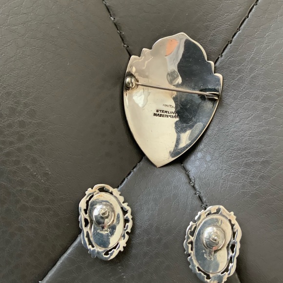 Siam Sterling brooch & earrings - Picture 2 of 8